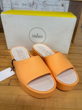 Lemon Jelly Orange Platform Slide Sandals NIB NWT